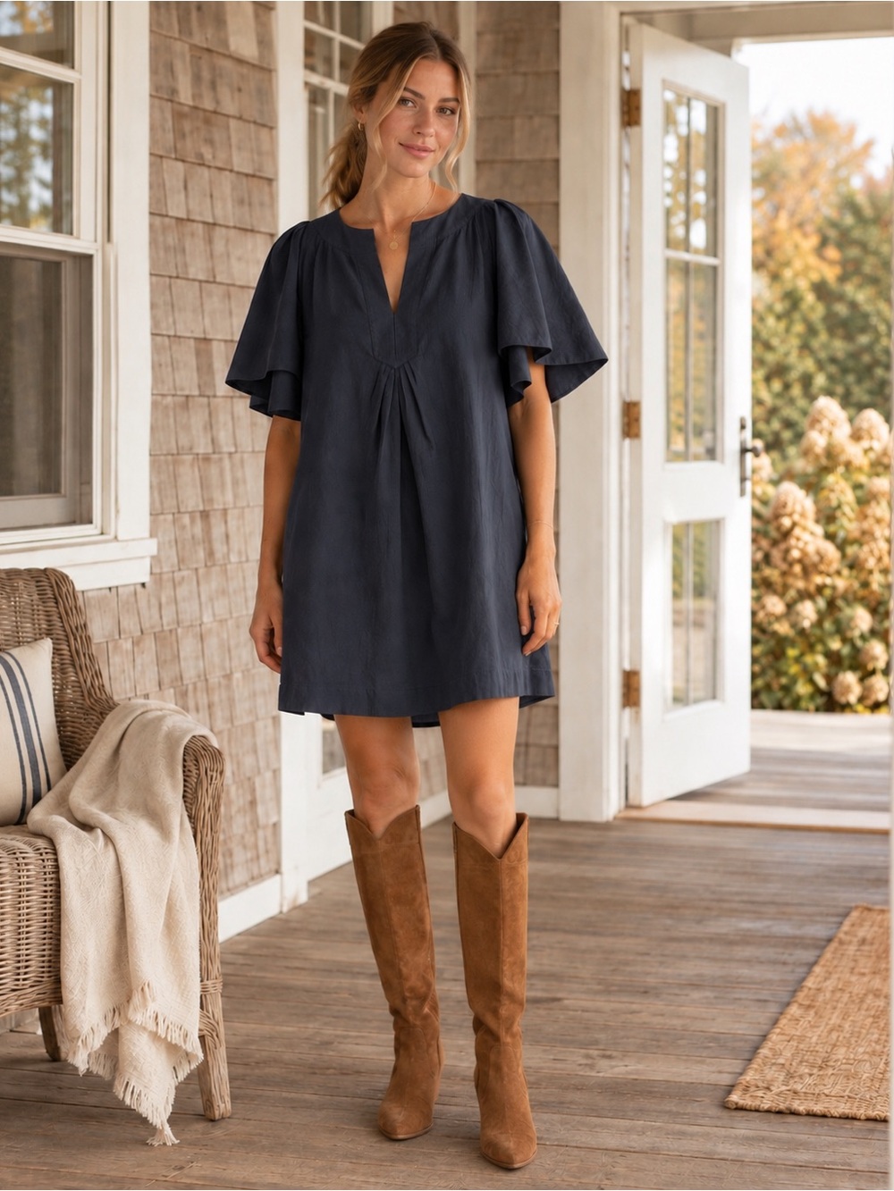 Tuckernuck Pomander Place Finley Mini Dress Black Flutter Sleeve XS